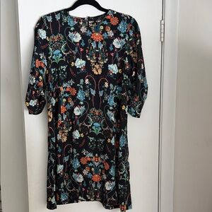 Zara Black Floral Tunic Top